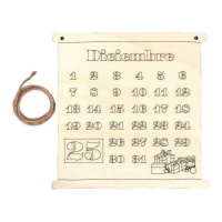 Calendario de adviento de madera de 23 x 23 cm