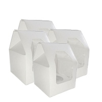 1 boîte à cupcakes blanche avec fenêtre 9,3 x 9,3 x 12 cm - Pastkolor - 5 pcs.