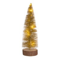Sapin de Noël avec base en bois et lumières de 30 cm