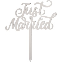 Décoration pour gâteau « Just Married » argentée