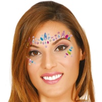 Bijoux adhésifs pour le visage avec gouttes et cercles multicolores