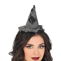 Chapeau de sorcière mini gris vieilli