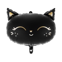 Ballon Silhouette tête de chat noir 48 x 36 cm - PartyDeco