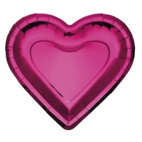 Assiettes en forme de coeur rose métallisé - 6 pcs.