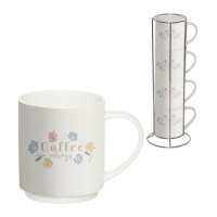 Tasse à fleurs empilable 275 ml - DCasa - 4 unités