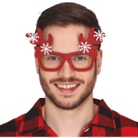 Lunettes de renne avec paillettes et flocons de neige