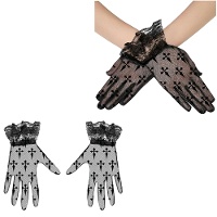 Gants courts noirs avec croix de 22 cm