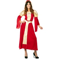 Costume de femme médiévale rouge avec bandeau pour femmes