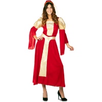 Costume médiéval rouge avec diadème pour femme