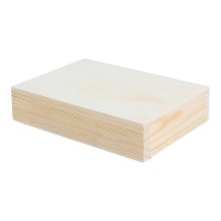 Boîte rectangulaire en bois de pin massif 15 x 11 x 3,5 cm