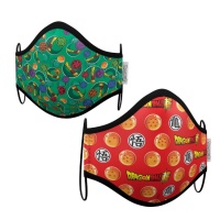 Masque hygiénique réutilisable Dragon Ball rouge et vert pour adulte - 2 pcs.