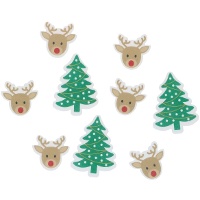 Décors comestibles rennes et sapins de Noël - 9 pièces