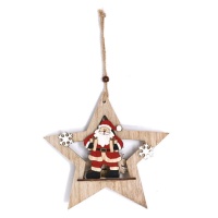 Pendentif en forme d'étoile du Père Noël en bois 18 cm