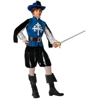 Costume de mousquetaire bleu et noir pour enfants