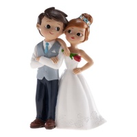 Figurine pour gâteau des mariés avec rose 16 cm