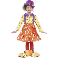 Costume de clown à pois colorés pour filles