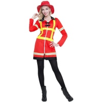 Costume de pompier rouge et jaune pour femmes