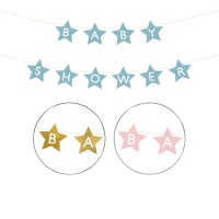 Guirlande Baby Shower avec étoiles 2,9 m - 1 pc.