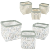 Paniers en tissu à fleurs ou à rayures carrées - 3 pcs.