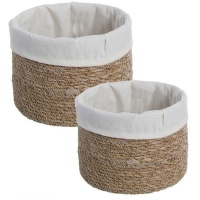 Paniers ronds d'algues avec tissu - 2 pcs.