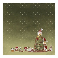 Arbre de Noël en papier vélin avec gnomes 30,5 x 30,5 cm - Décor Artis - 3 pcs.