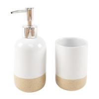 Set de bain blanc bicolore - 2 pièces