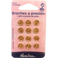 Boutons-pression plaqués or de 0,9 cm - Hemline - 12 paires