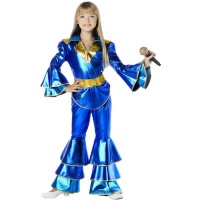 Costume de style disco bleu métallisé pour filles