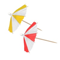 Pic de couleur en forme de parapluie avec des bandes de 10 cm - 10 unités
