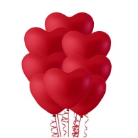 Ballons en latex rouge solide coeur 25 cm - Nordic Balloons - 6 pièces