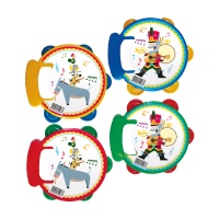 Tambourin en plastique avec motifs assortis de 17 cm