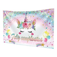 Décor mural licorne enchantée 1,20 x 0,68 m