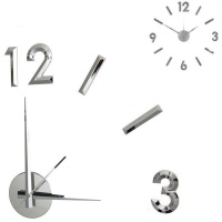 Horloge murale adhésive avec lunette chromée argentée 60 cm - DCasa