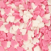 Coeurs roses et blancs saupoudrés 60 g - FunCakes