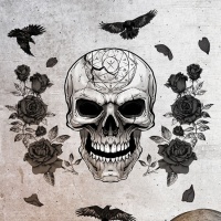 Sticker décorations murales de têtes de mort et de roses noires