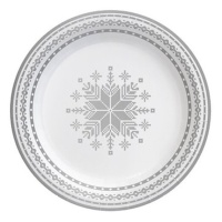 Assiettes de Noël brodées, 18 cm, en métal argenté - 8 pcs.