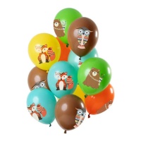 Ballons en latex Animaux de la forêt - 12 pcs.