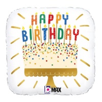 Ballon carré 32 cm Happy Birthday - Grabo