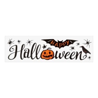 Sticker mural Halloween avec citrouille et chauve-souris, 56 x 15 cm - 1 feuille