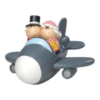 Tirelire de 11 cm et figurine de mariés dans un avion pit & pita
