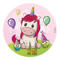 Gaufrette comestible bébé licorne de 20 cm