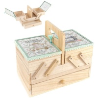 Boîte à couture en bois avec étagères - DCasa