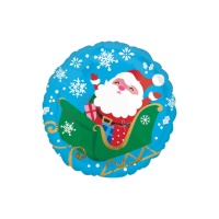 Ballon rond Père Noël en traîneau 43 cm - Anagramme