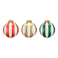 Ballon rond aux couleurs de Noël de 42 x 46 cm - Partydeco - 3 unités