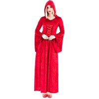 Costume de reine rouge avec capuche pour femmes
