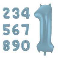 Ballon à chiffres bleu pastel 86 cm - Folat