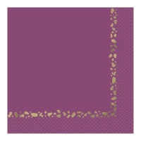 Serviettes de table violettes avec imprimé animalier doré 16,5 x 16,5 cm - 16 pcs.