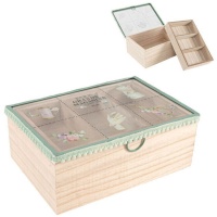 Boîte à couture en bois avec 3 compartiments et plateau amovible - DCasa