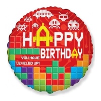Ballon Happy Birthday Video Game 45 cm - Conver Party