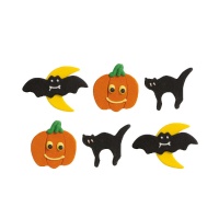 Figurines en sucre citrouilles, chauves-souris et chats - Décorer - 6 unités